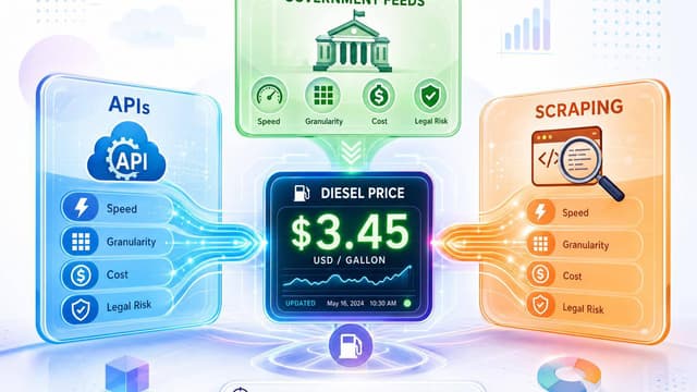 Diesel Price Data Sources Compared: APIs, Government Feeds, and Scraping