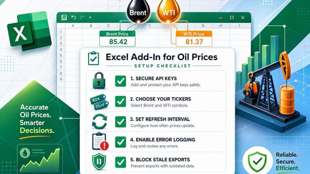 Excel Add-In for Oil Prices - Setup Checklist